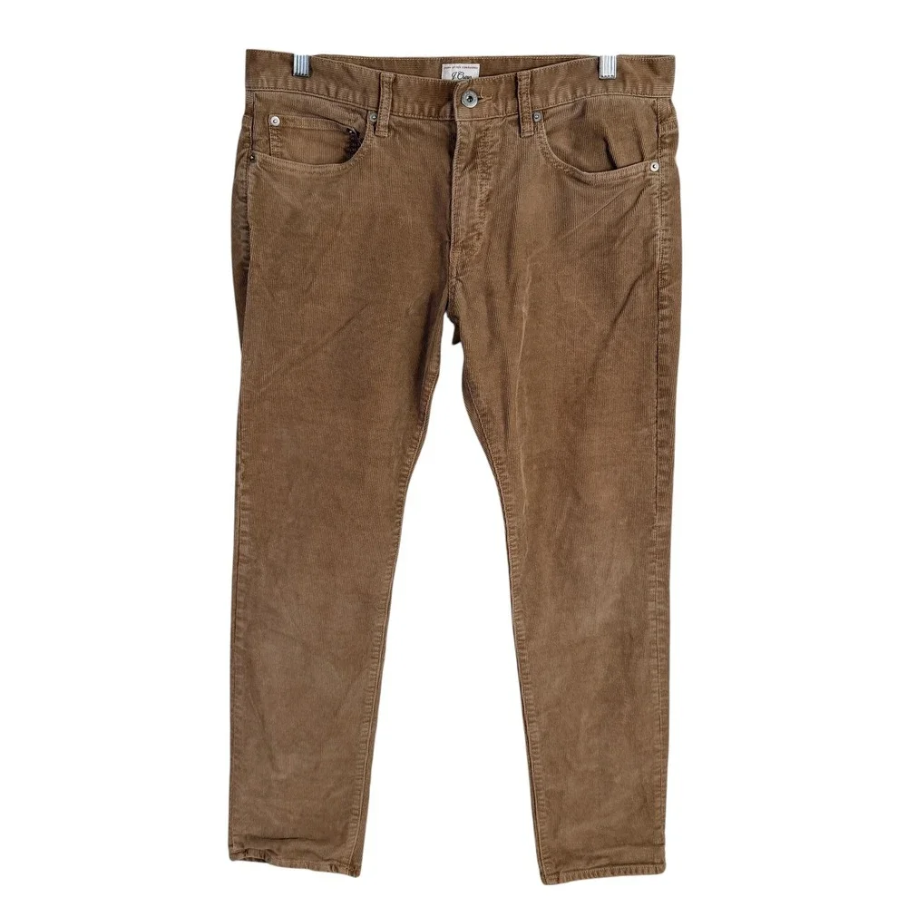 J Crew 484 Slim Corduroy Pants Mens 34x30 Brown‎ Fine Wale Stretch 77388
